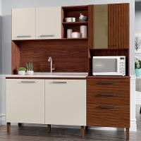 Cozinha Compacta 7 Portas 2 Gavetas 182 Cm Mega Nogueira Off White Cp Ripado Ktp - 2