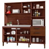 Cozinha Compacta 7 Portas 2 Gavetas 182 Cm Mega Nogueira Off White Cp Ripado Ktp - 9