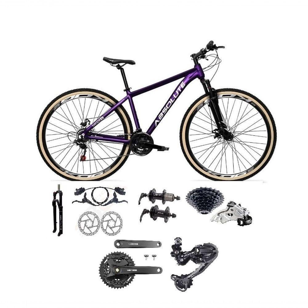 Bicicleta Aro 29 Absolute Nero 5 Câmbios Shimano Deore/altus 27v Freio A Oléo Garfo C/trava Pneu C/faixa -roxo Tam.19 - 1
