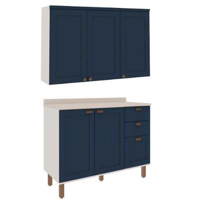 Armário De Cozinha Genialflex Modulado 2 Peças Azul