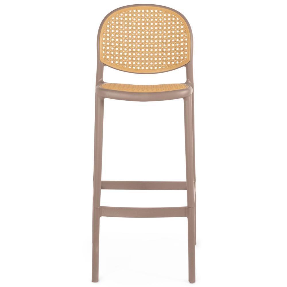 Kit 3 Banqueta Alta Com Encosto Roma Em Polipropileno Cozinha/bancada - Marrom Claro - 3