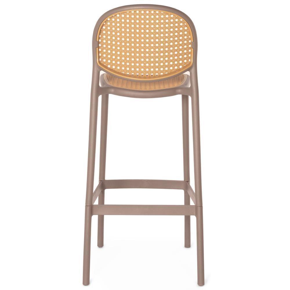 Kit 3 Banqueta Alta Com Encosto Roma Em Polipropileno Cozinha/bancada - Marrom Claro - 6