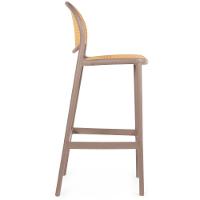 Kit 3 Banqueta Alta Com Encosto Roma Em Polipropileno Cozinha/bancada - Marrom Claro