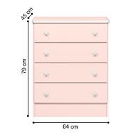 777 - Comoda 4 Gavetas Doce Sonho Rosa Acetinado (777.91) + 825 - G. Roupa Inf. 2pts Doce Sonho Rosa Acetinado (825.91) - 3