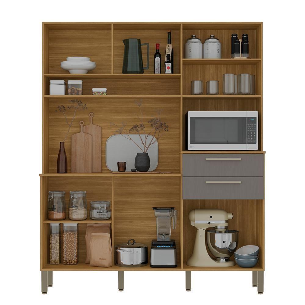 Cozinha Compacta 6 Portas 2 Gavetas 161 Cm Montesa Freijo Gris Ktp - 9