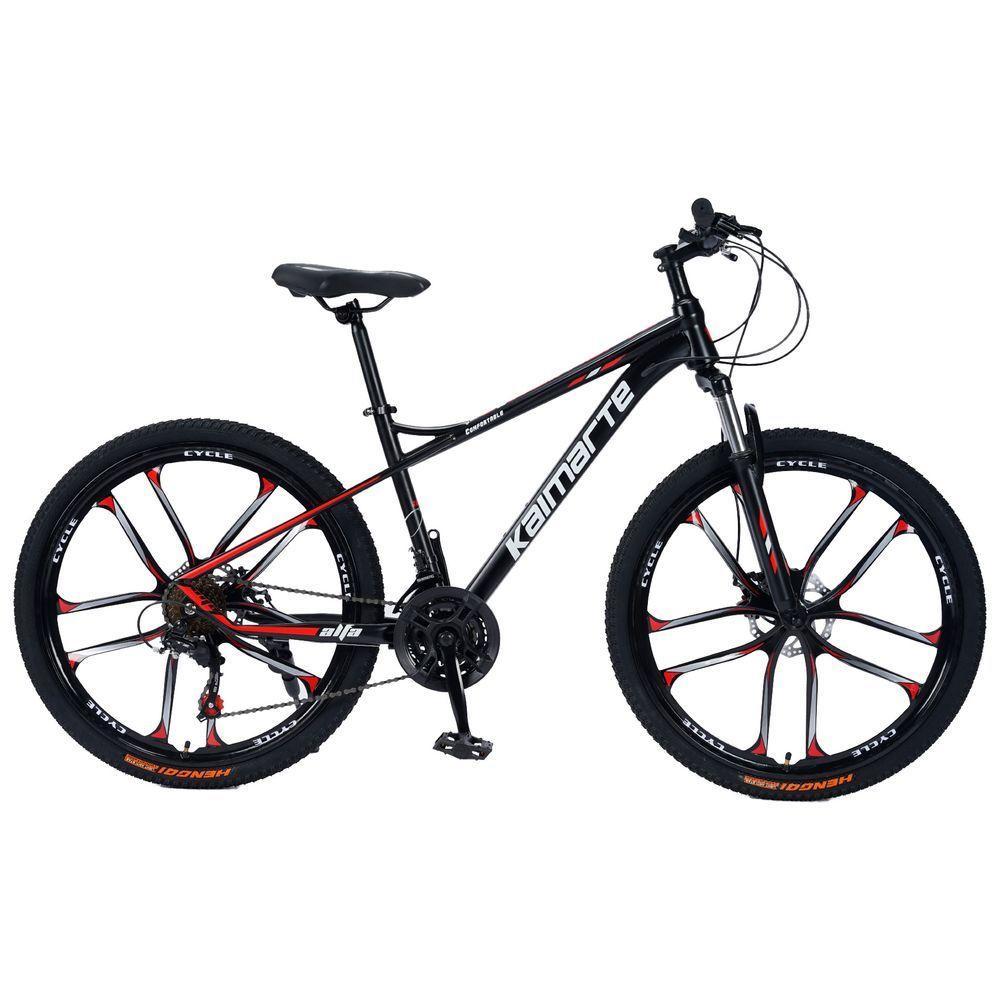 Bicicleta Aro 26 Bike 21 Vel Marchas Freio A Disco Quadro Aço Carbono Cor Preto Vermelho Wct Fitness - 1