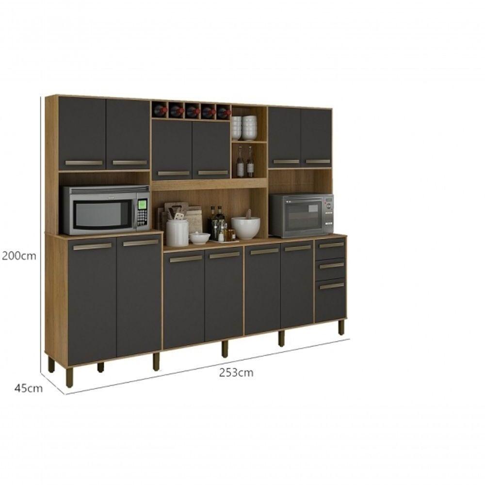 Armario Agata 13 Portas 2 Gavetas 5 Nichos Valdemoveis Cinamomo/grafite - 4