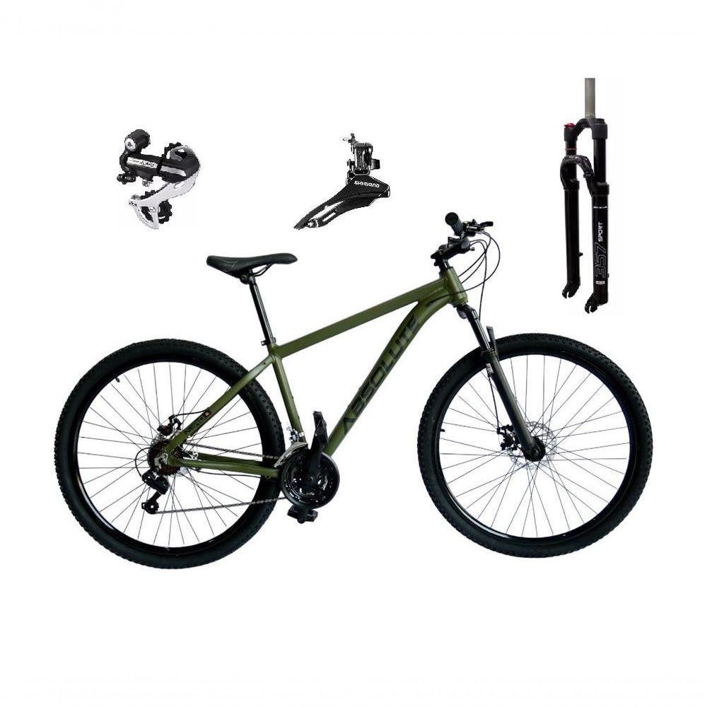 Bicicleta Aro 29 Absolute Nero 5 Câmbio Shimano 24v Acera K7 Garfo Trava Freio A Disco - Oliva Tam.21 - 1