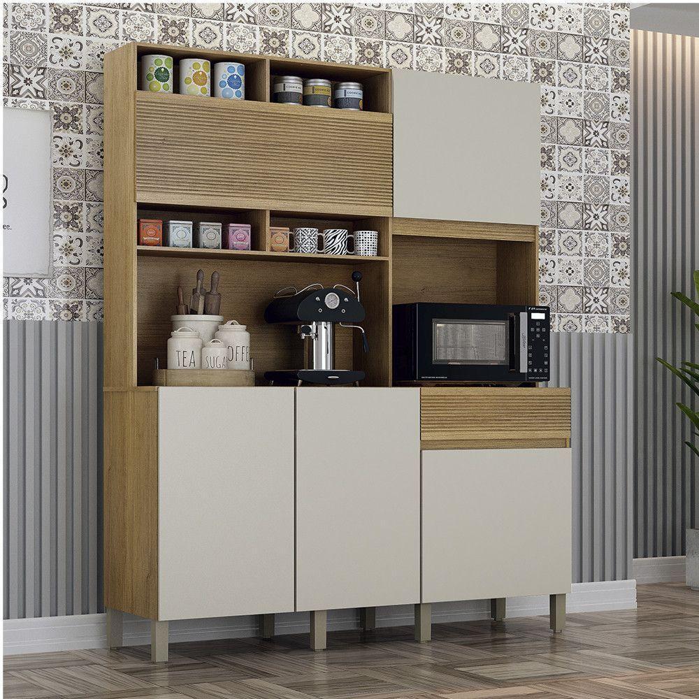 Armário De Cozinha 5 Portas 1 Gaveta Canastra Valdemóveis Cinamomo/off White - 1