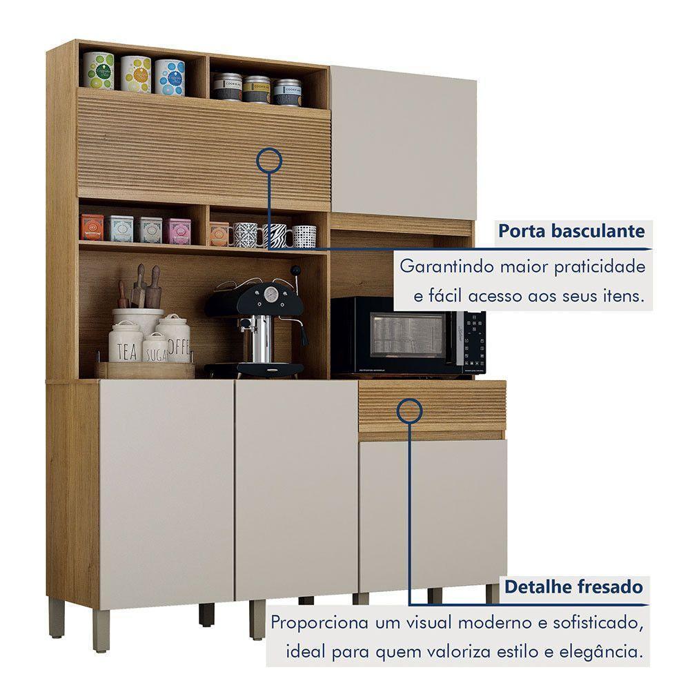 Armário De Cozinha 5 Portas 1 Gaveta Canastra Valdemóveis Cinamomo/off White - 3