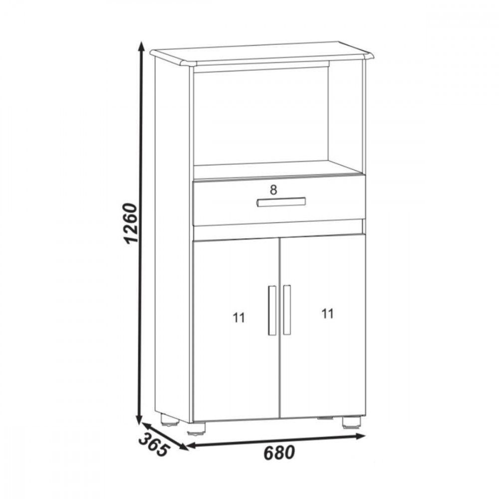 Balcão Para Microondas E Forno Havana New Wood Com Off White - 4