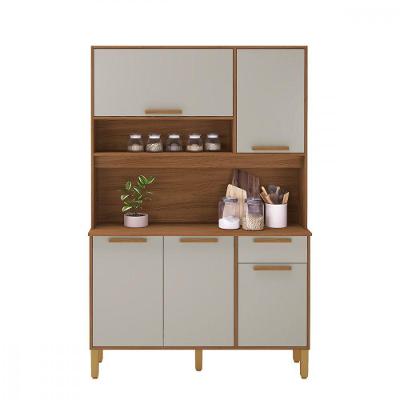 Cozinha Compacta Sintra 120 1 Gaveta MDF 120 cm Off White e Freijó