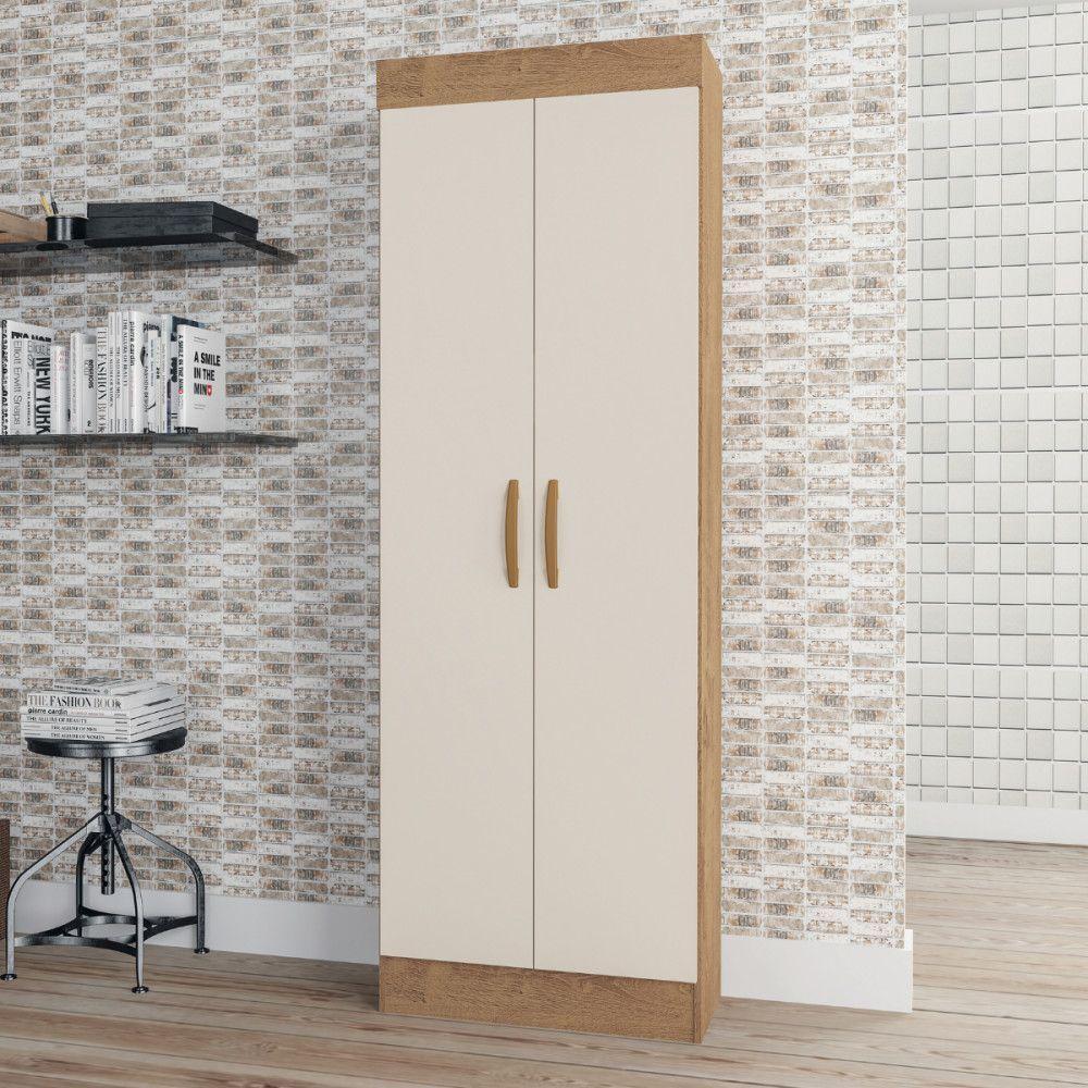 Armário Multiuso Uruguay 2 Portas Canelato Off White Atualle Canelato Rustico Com Off White - 2