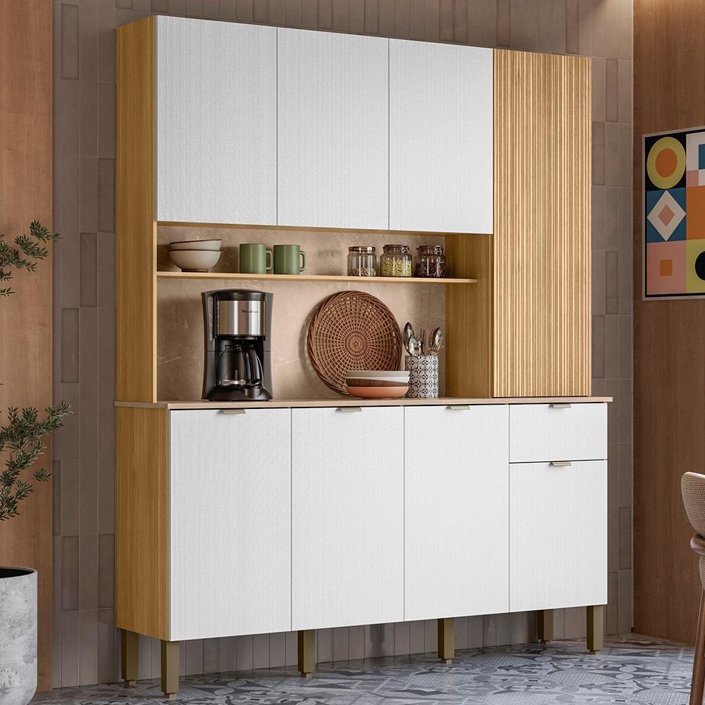 Cozinha Compacta 8 Portas 1 Gaveta 161 Cm Slow Freijo Artico Cp Riscatto - 2