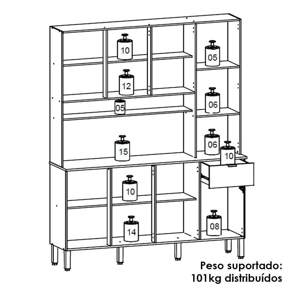 Cozinha Compacta 8 Portas 1 Gaveta 161 Cm Slow Freijo Artico Cp Riscatto - 4