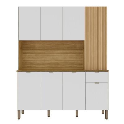 Cozinha Compacta Cozinha Compacta 8P 1G 161 cm Slow MDF 161 cm Amadeirado Fosco Moderna