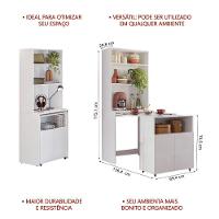 Armário De Cozinha Multifuncional Com Mesa Retrátil Para Café Duo Kit's Paraná Branco