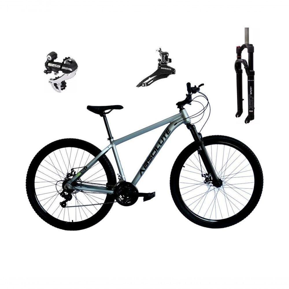 Bicicleta Aro 29 Absolute Nero 5 Câmbio Shimano 24v Acera K7 Garfo Trava Freio A Disco - Cinza Tam.15 - 1