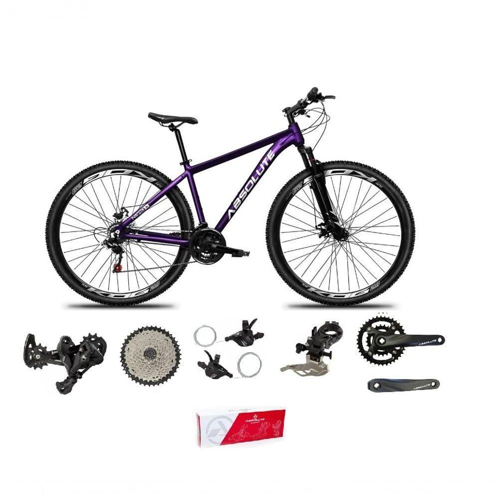 Bicicleta Aro 29 Absolute Nero 5 Alumínio 2x9 18v K7 Freios Hidráulicos Garfo Com Trava - Roxo Tam.13.8 - 1