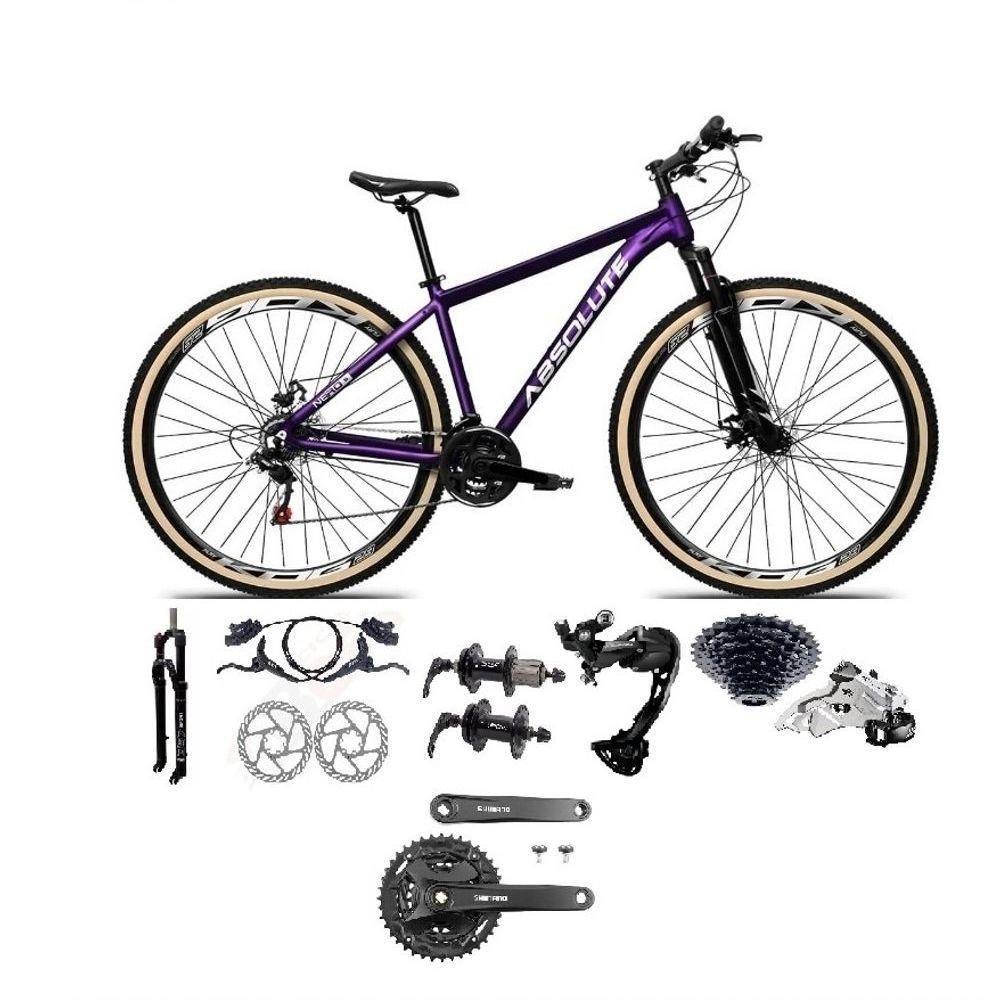 Bicicleta Aro 29 Absolute Nero 5 Câmbios Shimano Alívio/altus 27v Freio A Oléo Garfo Trava Pneu C/faixa -roxo Tam.13.8 - 1