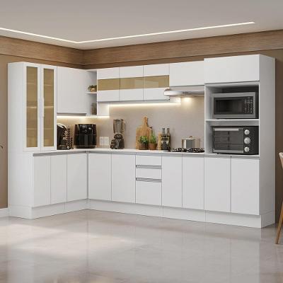 Armário de Cozinha Completa de Canto Smart Madesa 02 13 Portas 3 Gavetas MDF Branco