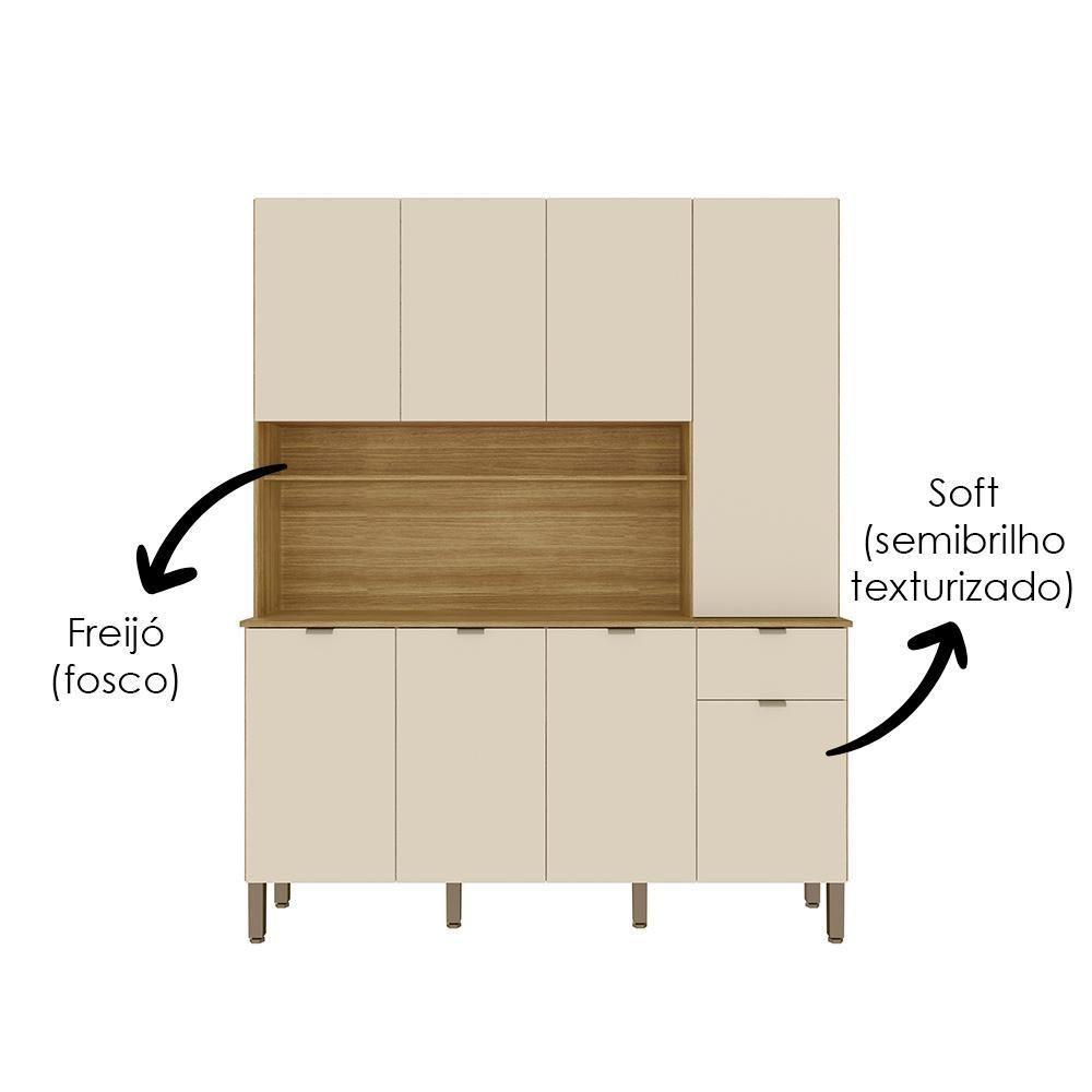 Cozinha Compacta 8 Portas 1 Gaveta 161 Cm Slow Freijo Soft Ktp - 5