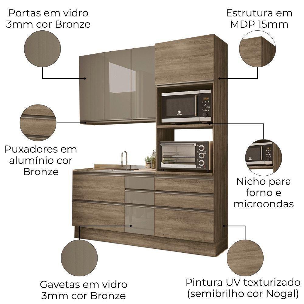 Cozinha Modulada 3 Pecas 190 Cm Mdp Maxxi Nogal Kappesberg Nogal - 2