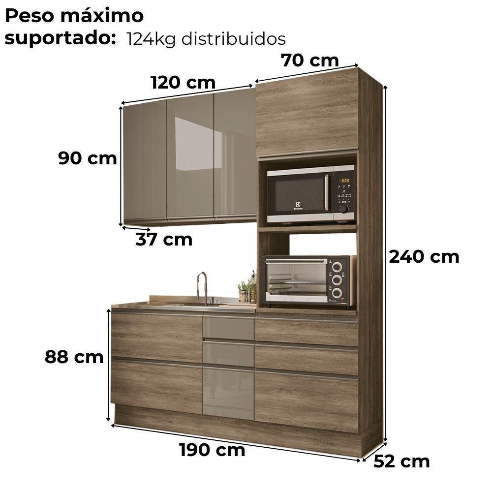 Cozinha Modulada 3 Pecas 190 Cm Mdp Maxxi Nogal Kappesberg Nogal - 3