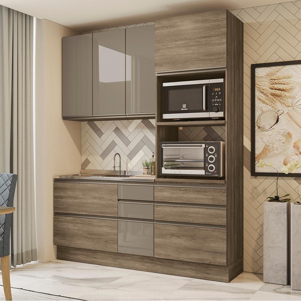 Cozinha Modulada 3 Pecas 190 Cm Mdp Maxxi Nogal Kappesberg Nogal - 4