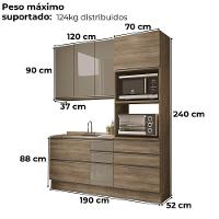 Cozinha Modulada 3 Pecas 190 Cm Mdp Maxxi Nogal Kappesberg Nogal - 3