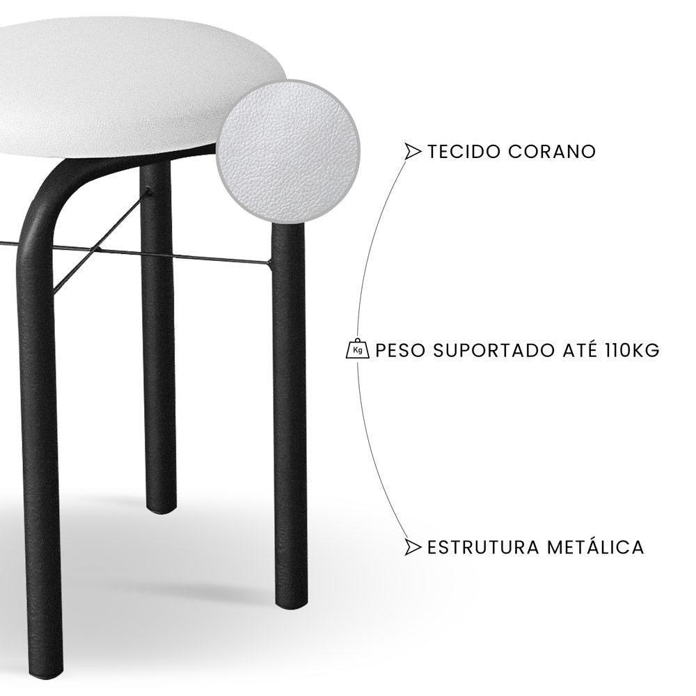 Mesa De Cozinha Bistrô Porto Branco 120cm Com 2 Banquetas Industriais Maviê Branco/preto - Mpozenato - 7