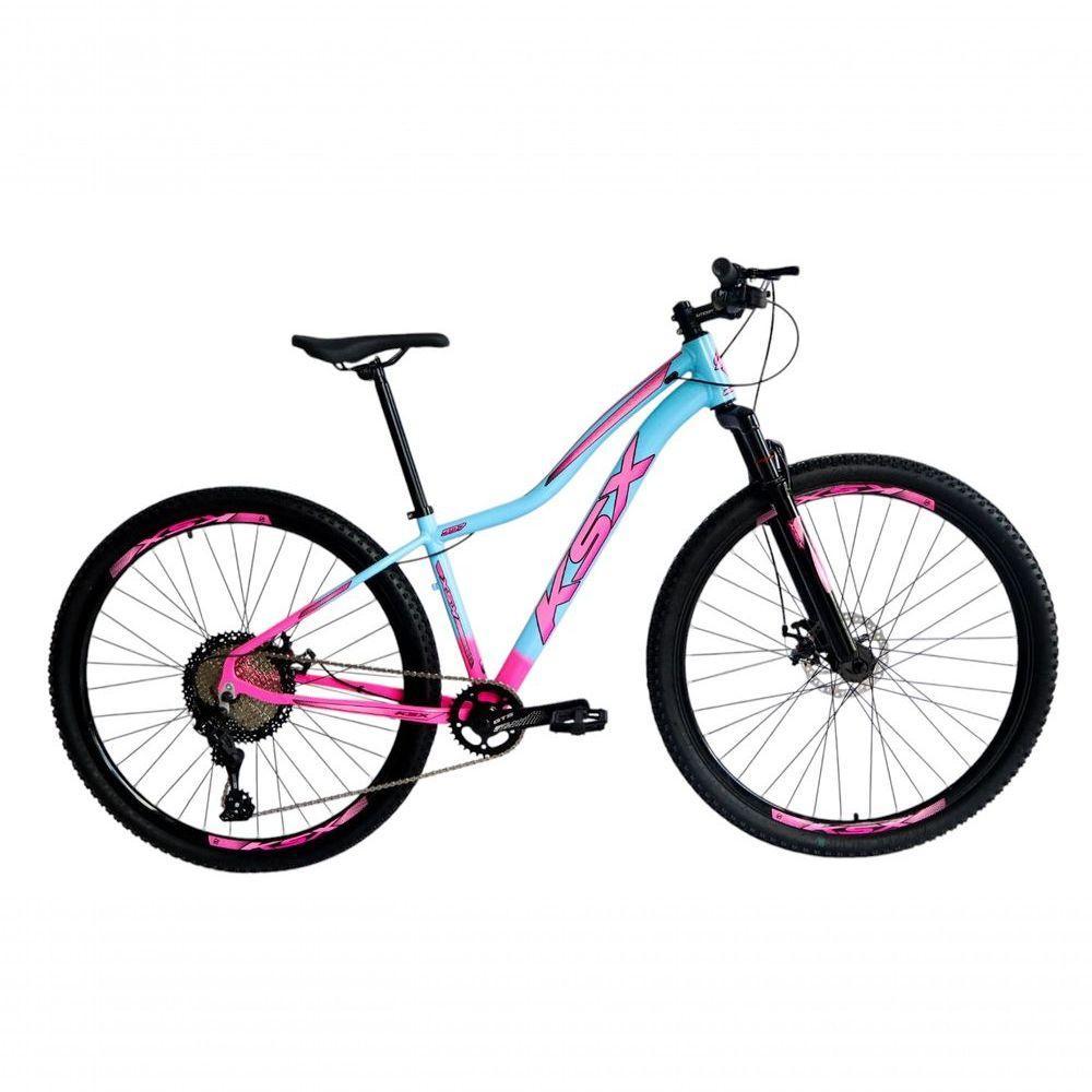 Bicicleta Aro 29 Ksx Sd7 Feminina 12v Garfo Com Trava K7 11/50 Freios Hidráulicos Kit 1x12 - Rosa/azul Tam. 15 - 1