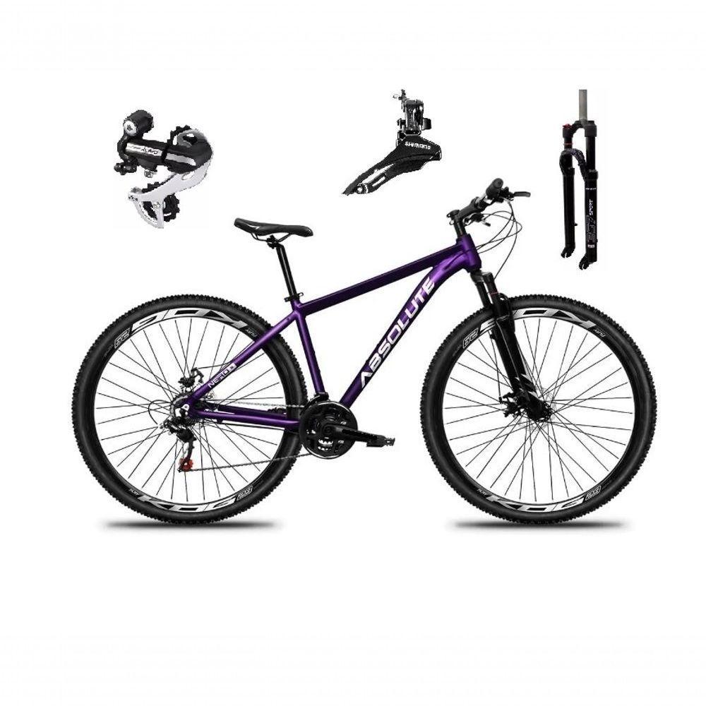 Bicicleta Aro 29 Absolute Nero 5 Câmbio Shimano 24v Acera K7 Garfo Trava Freio A Disco - Roxo Tam.13.8 - 1