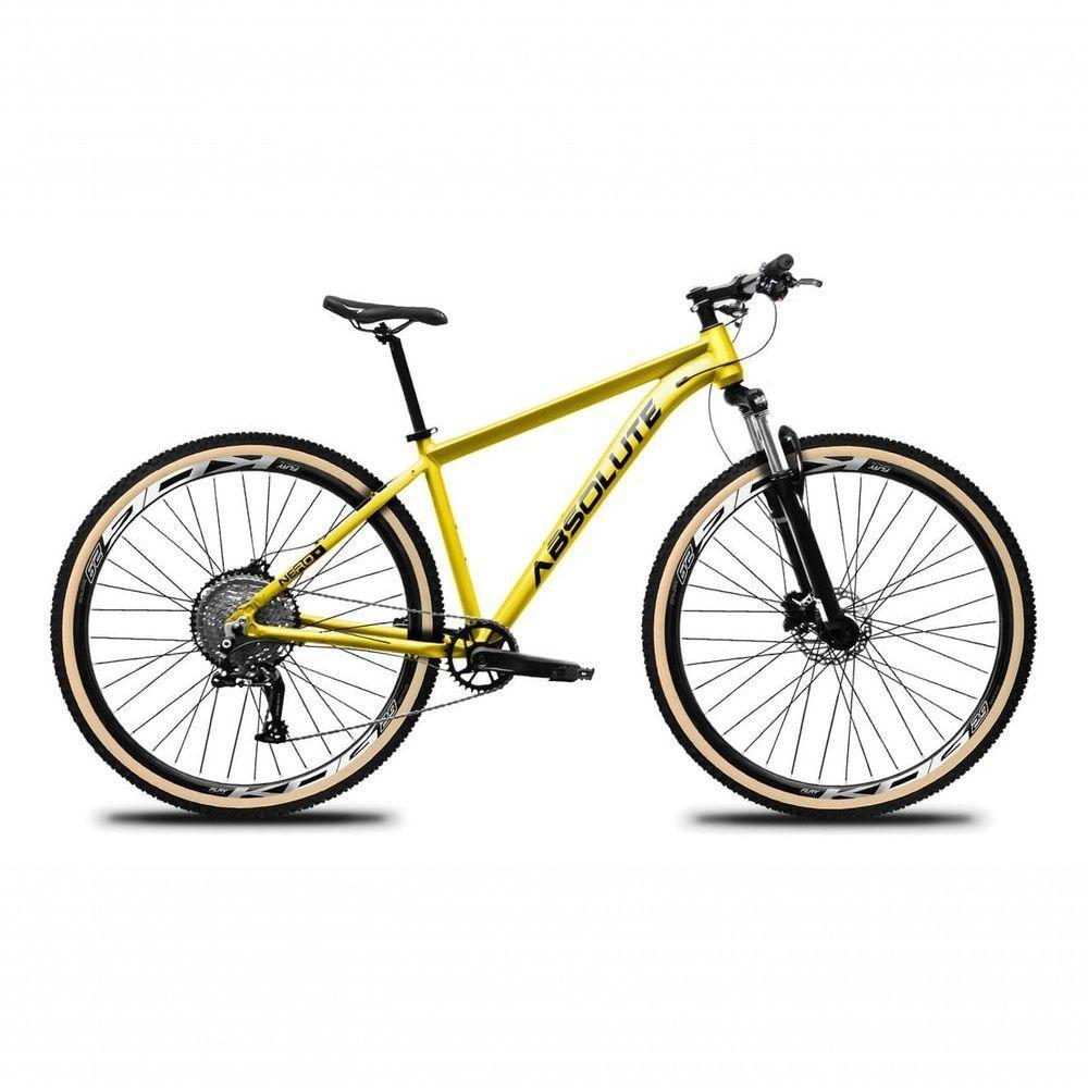 Bicicleta Aro 29 Absolute Nero 5 Aluminio 12v Garfo C/trava K7 Freios Hidráulicos Kit 1x12 Pneu C/faixa - Amarelo Tam.21 - 5