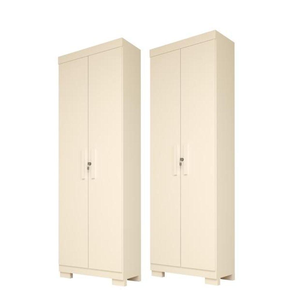 Kit 2 Armário Multiuso Israel 2 Portas Com Chave 100% Mdf Linhamobília Branco - 1