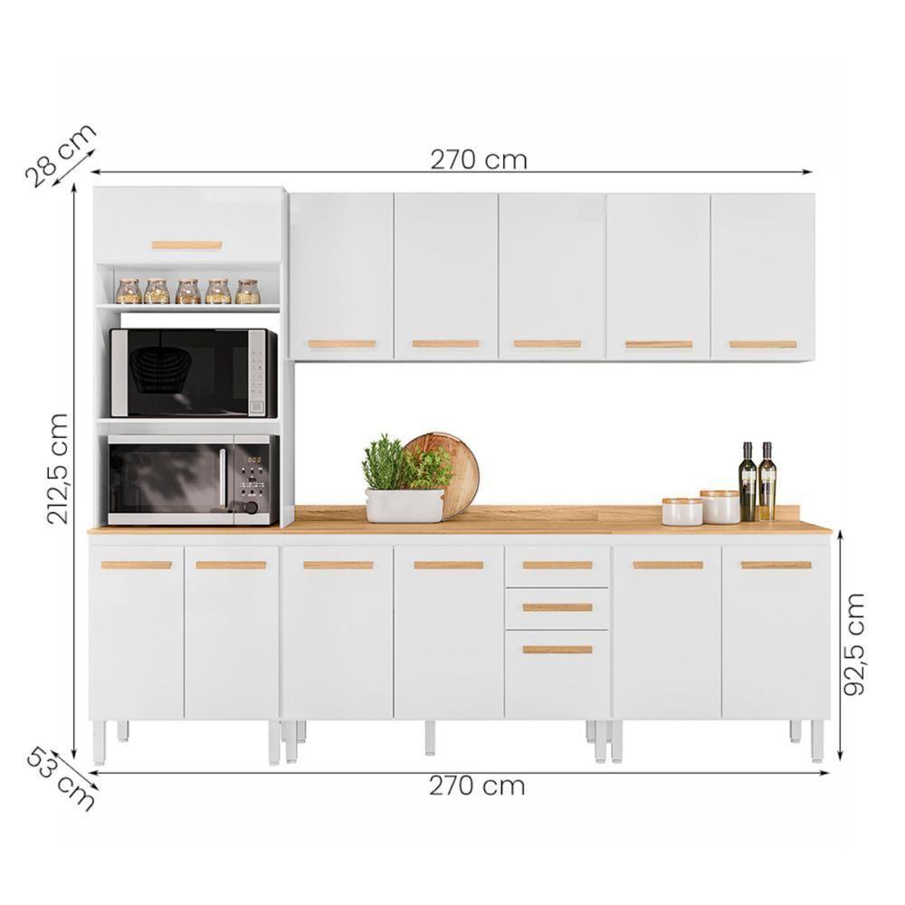 Conjunto De Cozinha Celeste Modulado Com 13 Portas 2 Gavetas Branco - 4