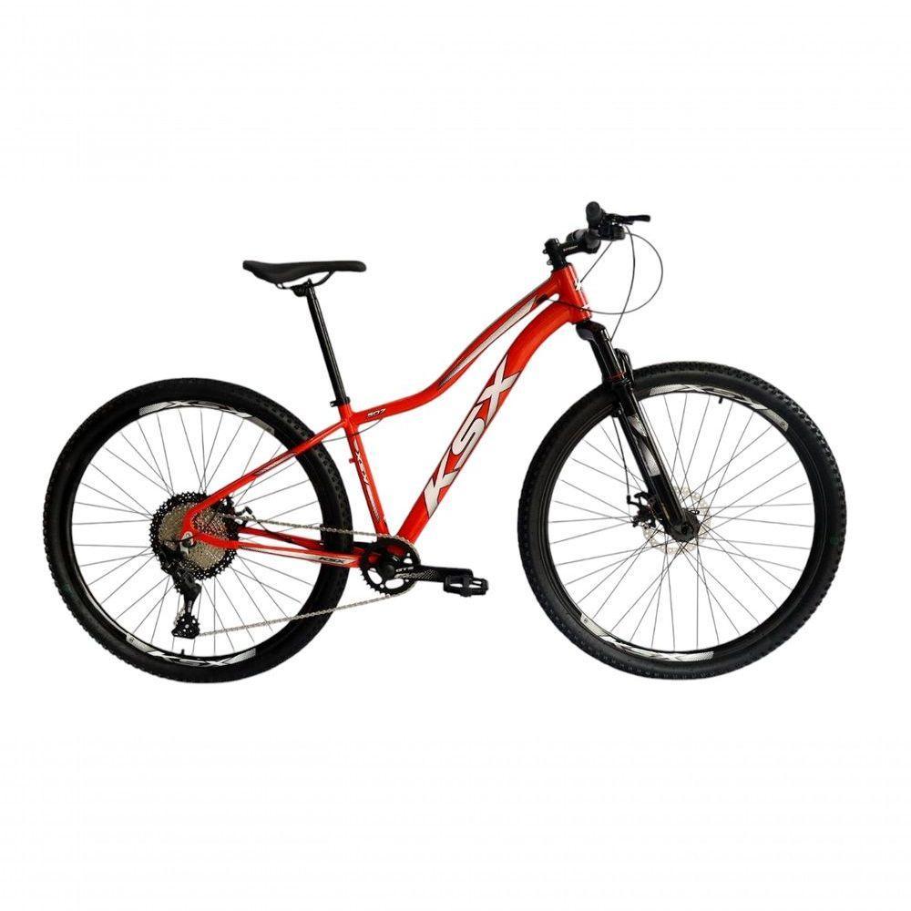Bicicleta Aro 29 Ksx Sd7 Feminina 12v Garfo Com Trava K7 11/50 Freios Hidráulicos Kit 1x12 - Vermelho/branco Tam. 15 - 1