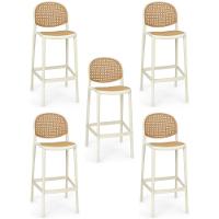 Kit 5 Banqueta Alta Com Encosto Roma Em Polipropileno Cozinha/bancada - Nude - 1