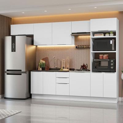 Armário de Cozinha Completa Stella 10 Portas 3 Gavetas MDP 330 cm Branco Moderno