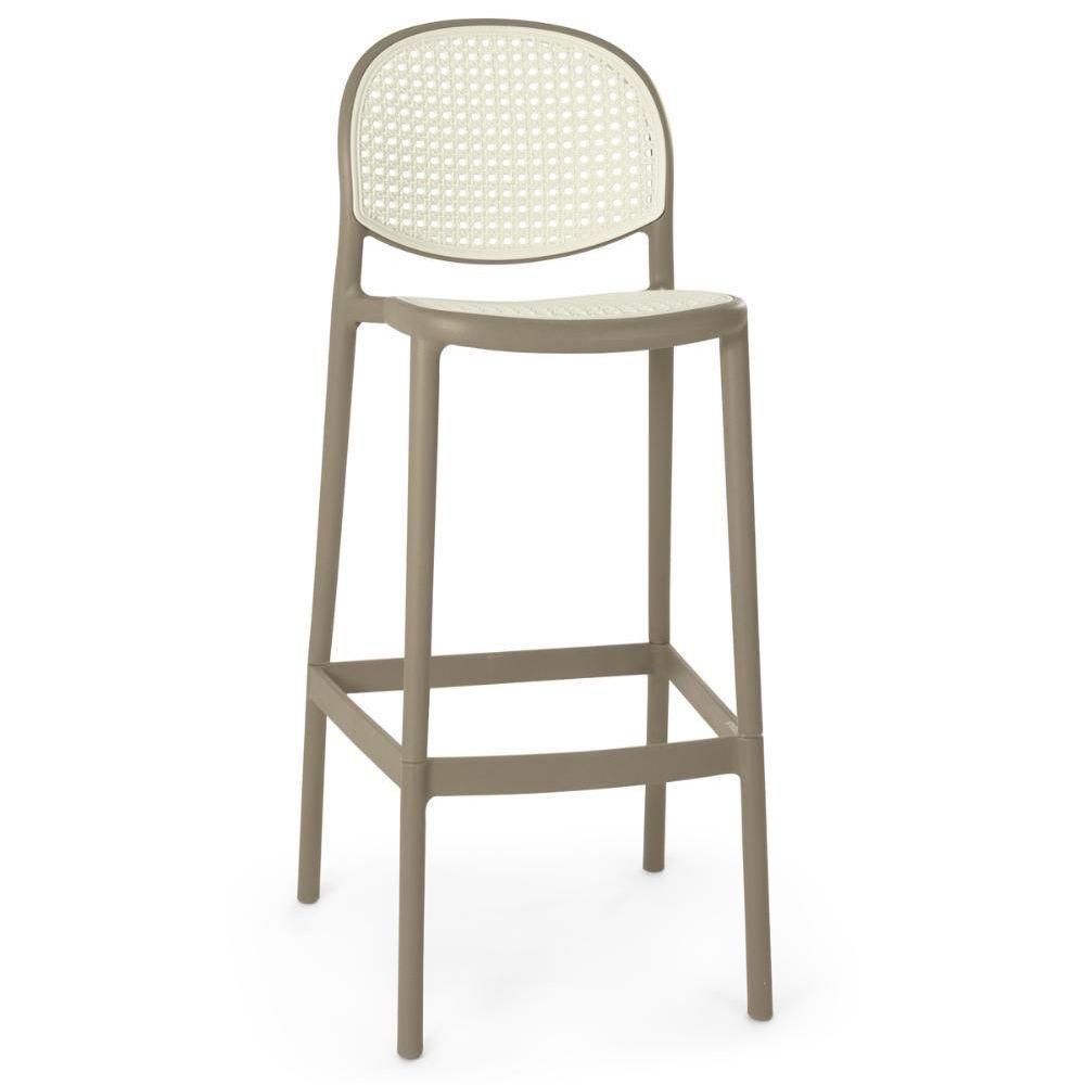 Kit 3 Banqueta Alta Com Encosto Roma Em Polipropileno Cozinha/bancada - Branco/cinza Escuro - 2