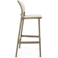 Kit 3 Banqueta Alta Com Encosto Roma Em Polipropileno Cozinha/bancada - Branco/cinza Escuro