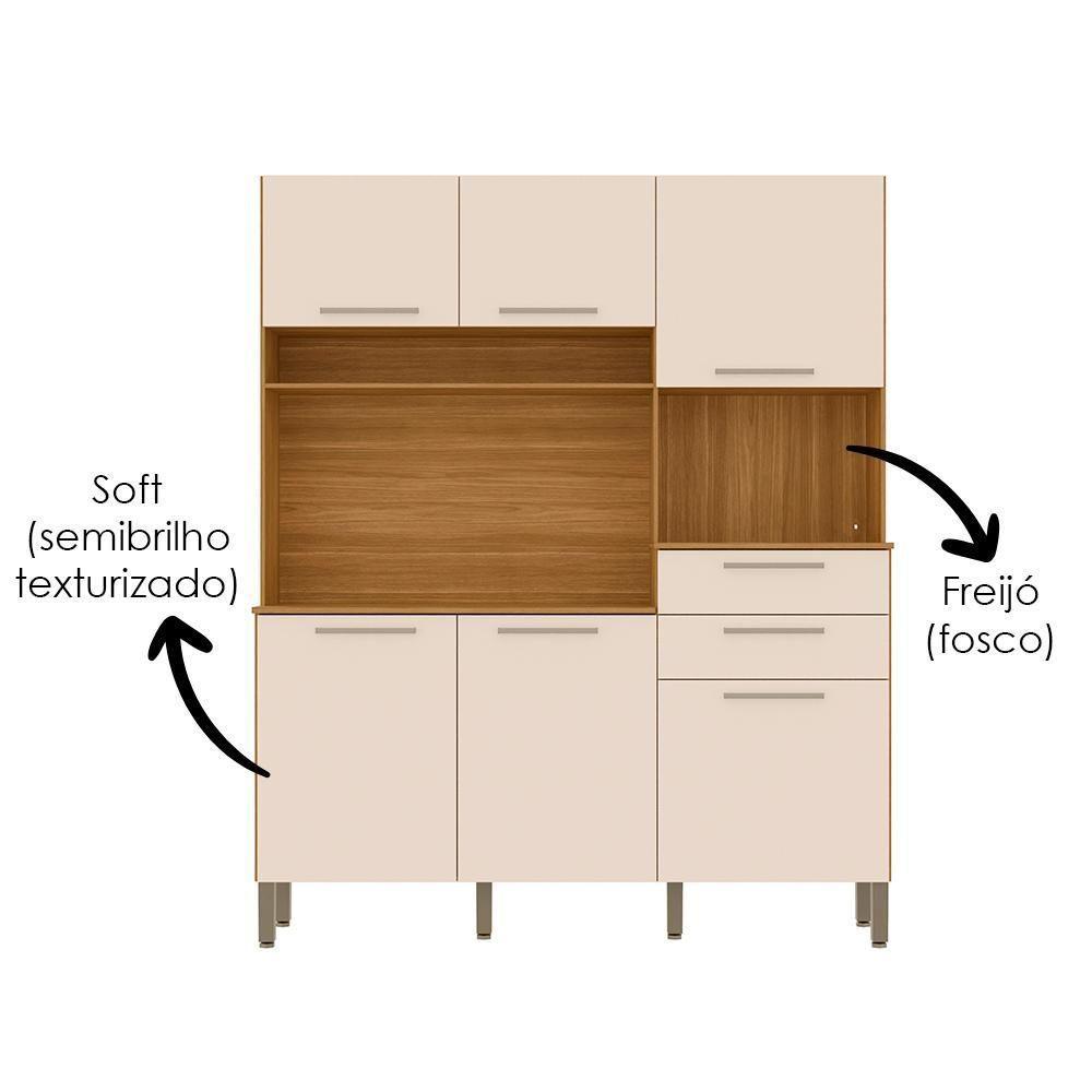 Cozinha Compacta 6 Portas 2 Gavetas 161 Cm Montesa Freijo Soft Ktp - 5