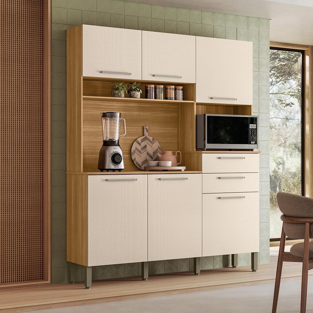 Cozinha Compacta 6 Portas 2 Gavetas 161 Cm Montesa Freijo Soft Ktp - 10