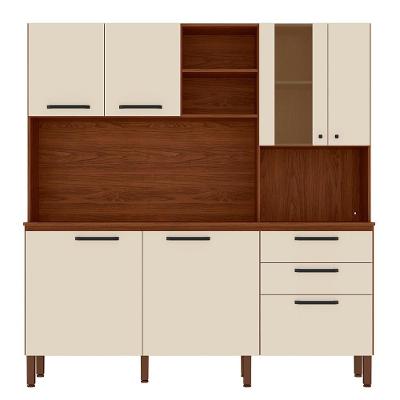 Cozinha Compacta Com Tampo 182 Cm Mega Nogueira Off White Ktp