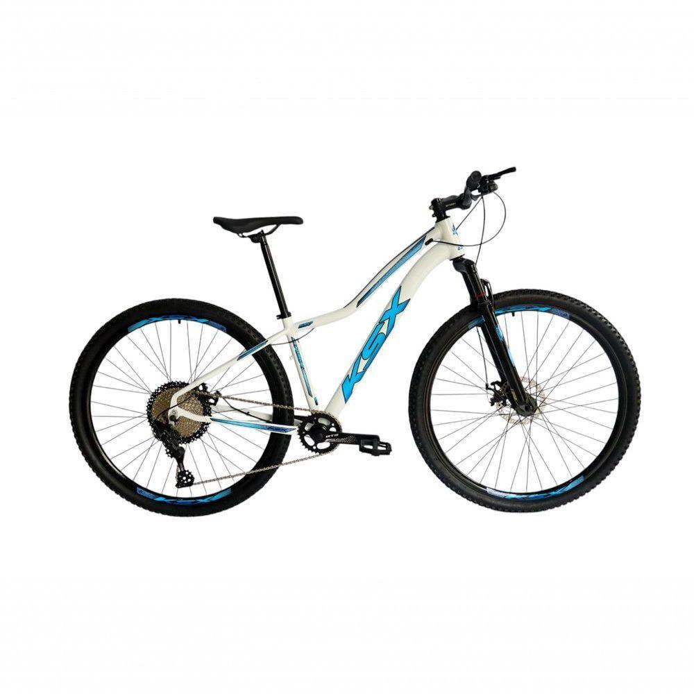 Bicicleta Aro 29 Ksx Sd7 Feminina 12v Garfo Com Trava K7 11/50 Freios Hidráulicos Kit 1x12 - Branco/azul Tam. 15 - 1
