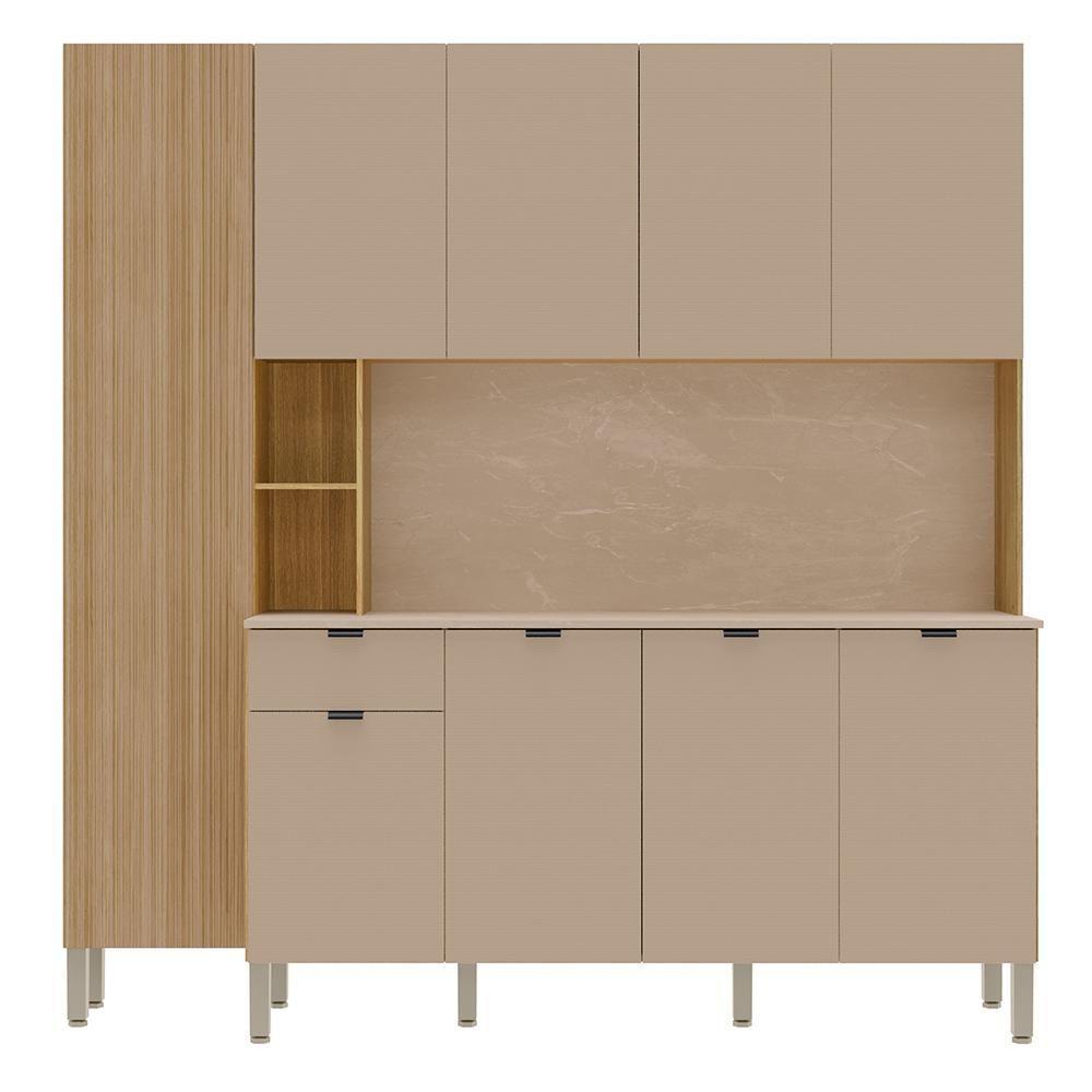 Cozinha Compacta 9 Portas 1 Gaveta 201 Cm Pulse Freijo Vanilla Cp Riscatto - 1