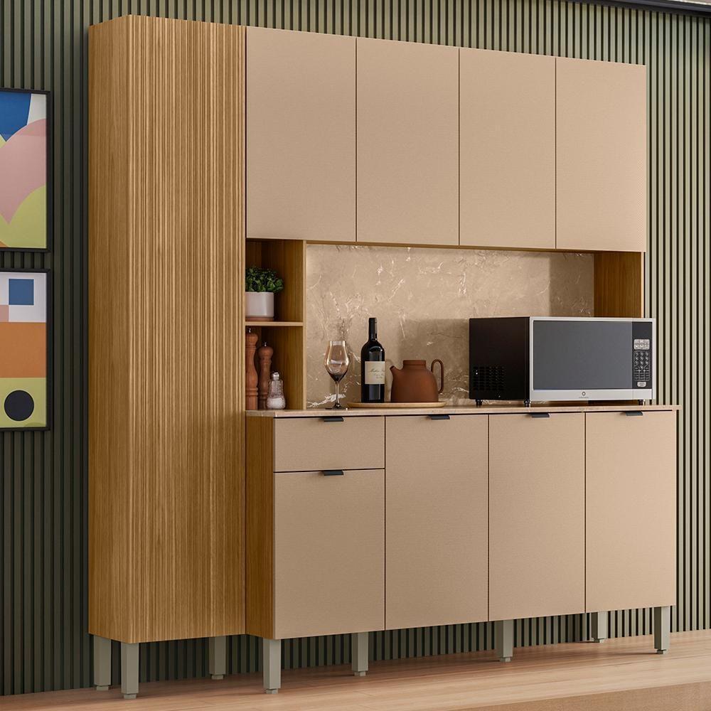 Cozinha Compacta 9 Portas 1 Gaveta 201 Cm Pulse Freijo Vanilla Cp Riscatto - 2