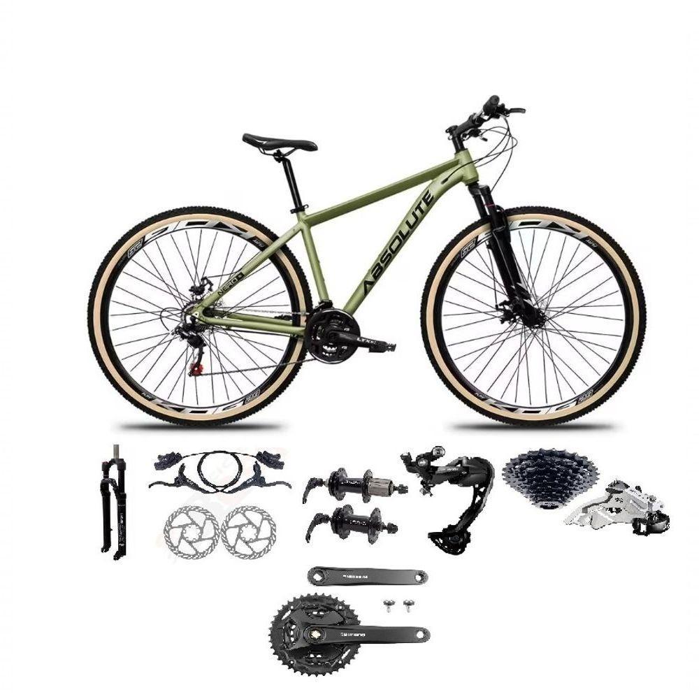 Bicicleta Aro 29 Absolute Nero 5 Câmbios Shimano Alívio/altus 27v Freio A Oléo Garfo Trava Pneu C/faixa -oliva Tam.21 - 1