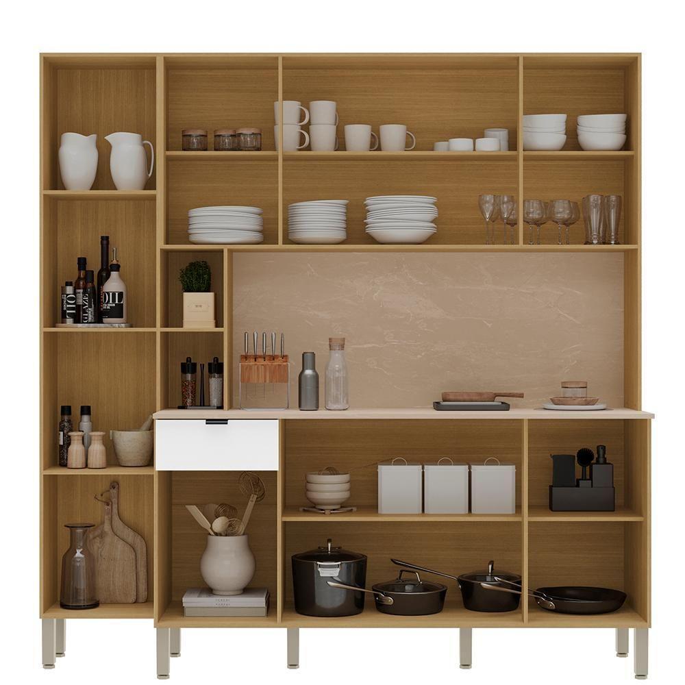 Cozinha Compacta 9 Portas 1 Gaveta 201 Cm Pulse Freijo Artico Cp Riscatto - 2