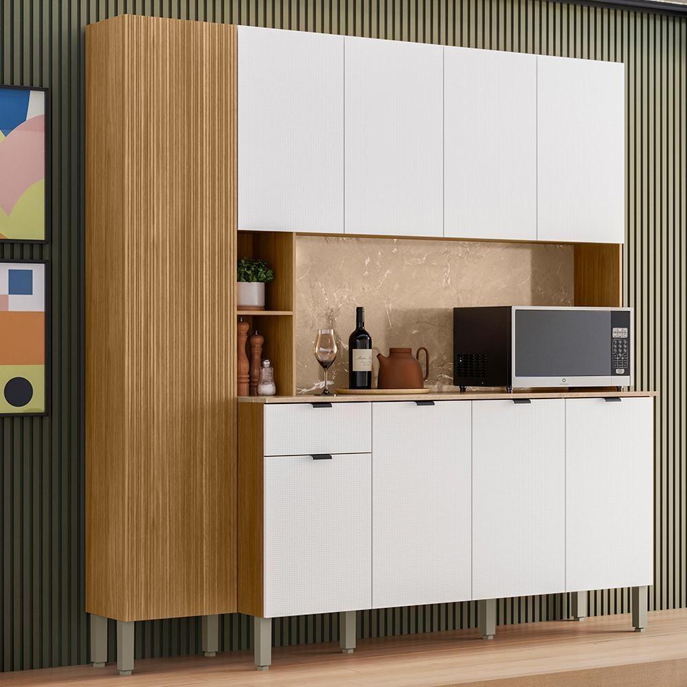 Cozinha Compacta 9 Portas 1 Gaveta 201 Cm Pulse Freijo Artico Cp Riscatto - 4